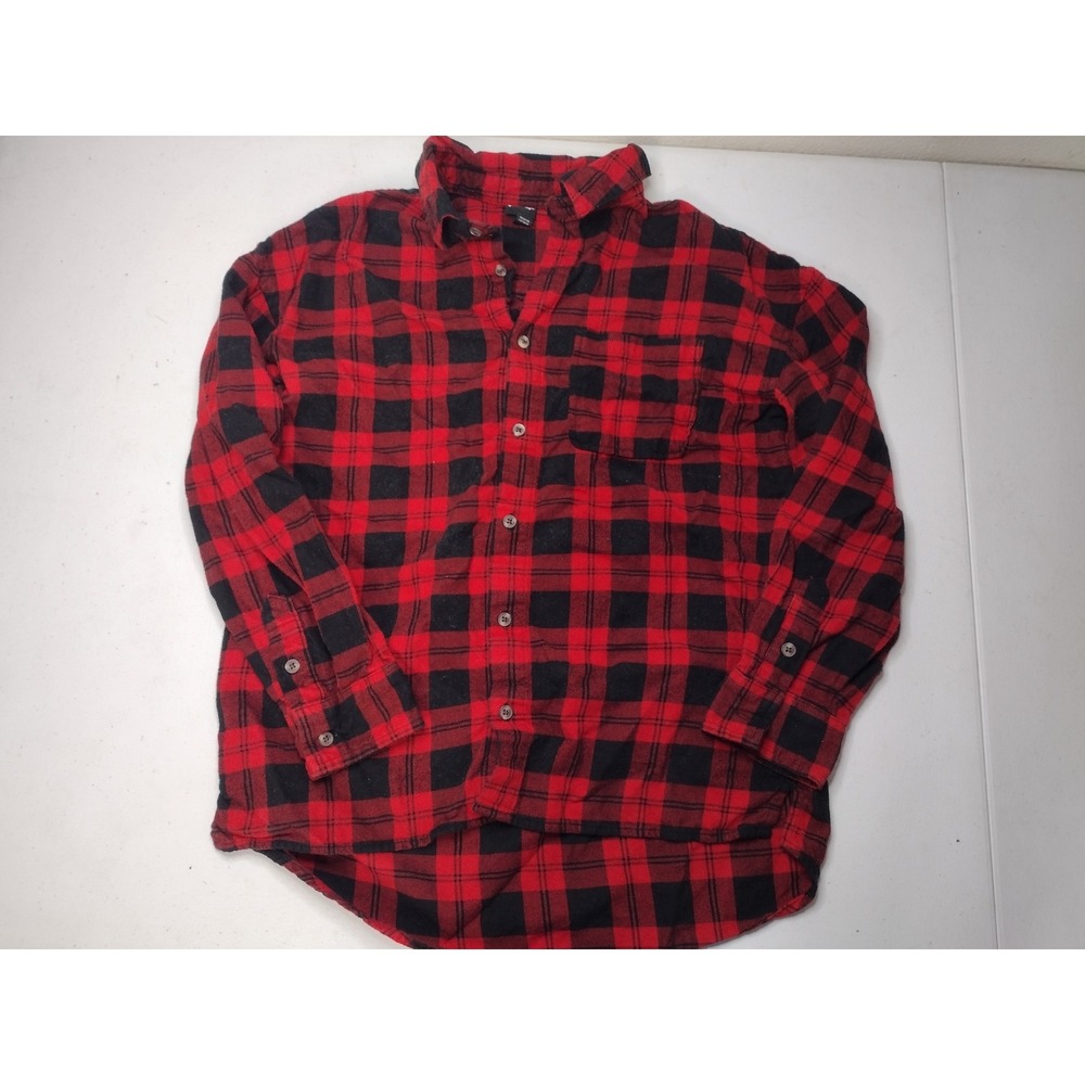 Art Class Kids XL 14 Red Black Buffalo Plaid Flannel Button Down Shirt LS